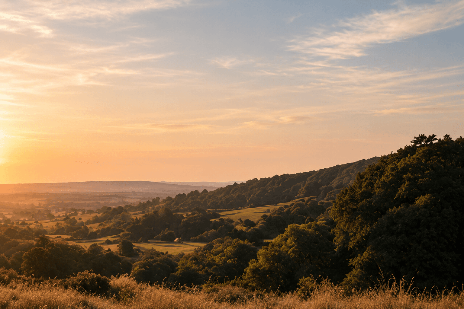 Sunset over the Buckinghamshire countryside